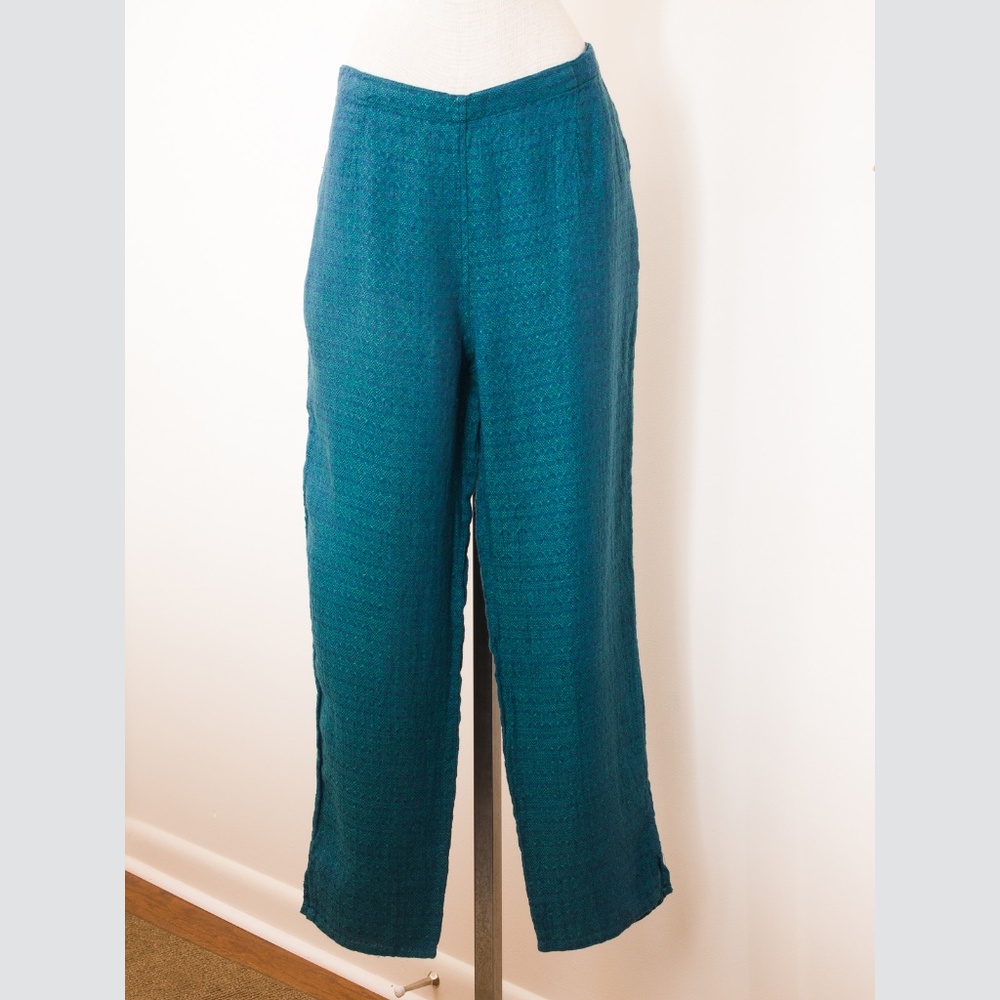 Women's Flax Pants M NWOT green/blue Linen